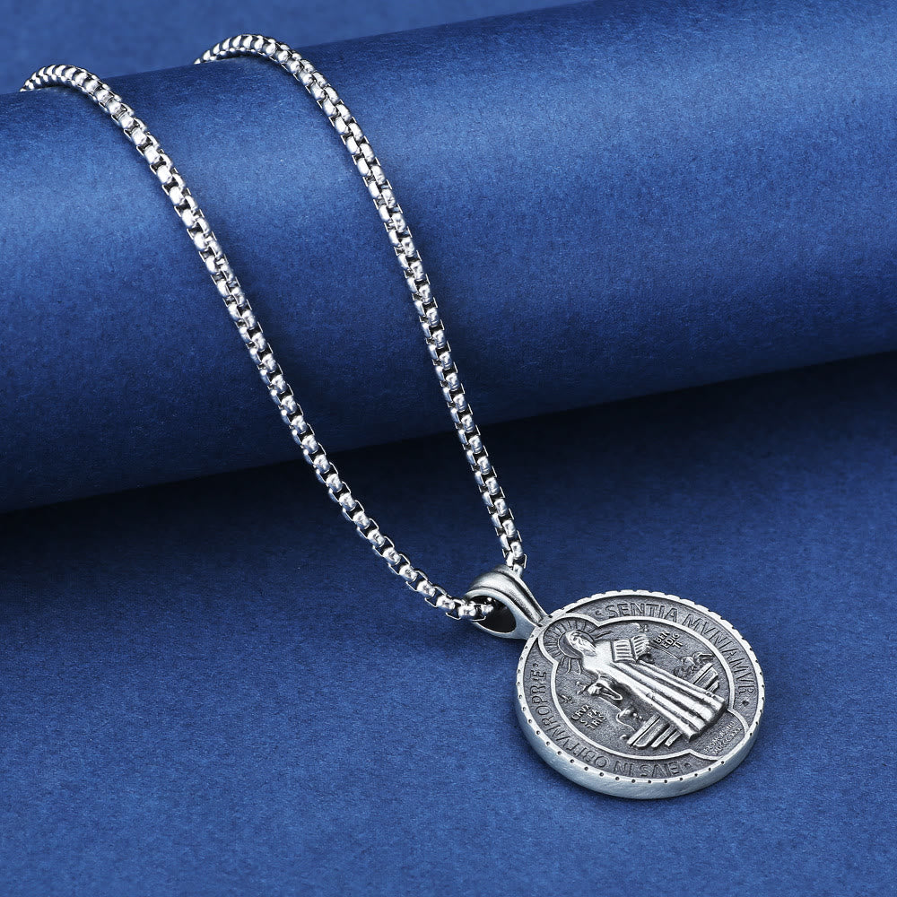 Saint Benedict Vintage Catholic Pendant Necklace