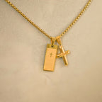 Classic Style Bible Prayer Scripture Madal Cross Golden Necklace