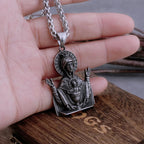 Virgin Mary Prayer Pendant Necklace Stainless Steel Catholic Medallion