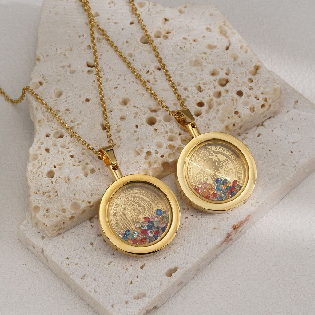 Gold Round Reversible Necklace