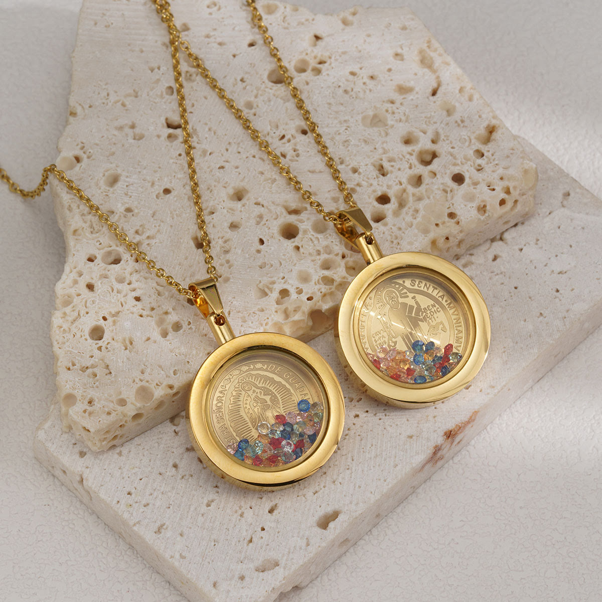 Gold Round Reversible Necklace