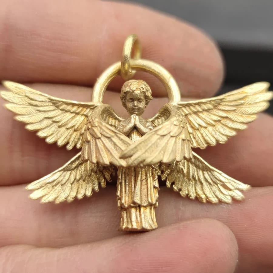 Praying Angel Wing Pendant Good Luck Necklace
