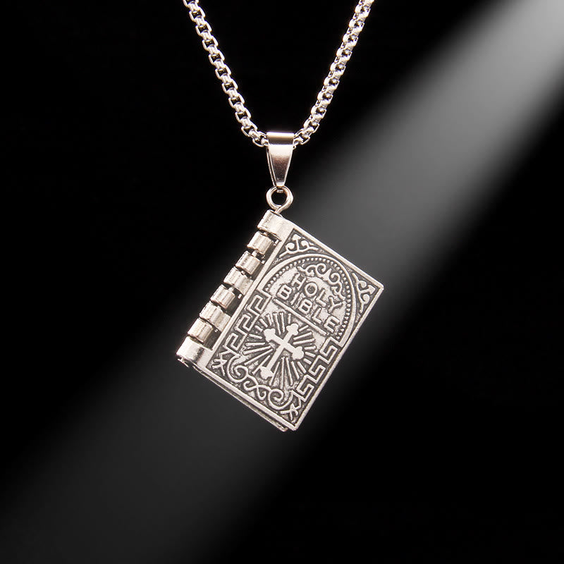 Turnable Cross Holy Bible Pendant Quality Necklace