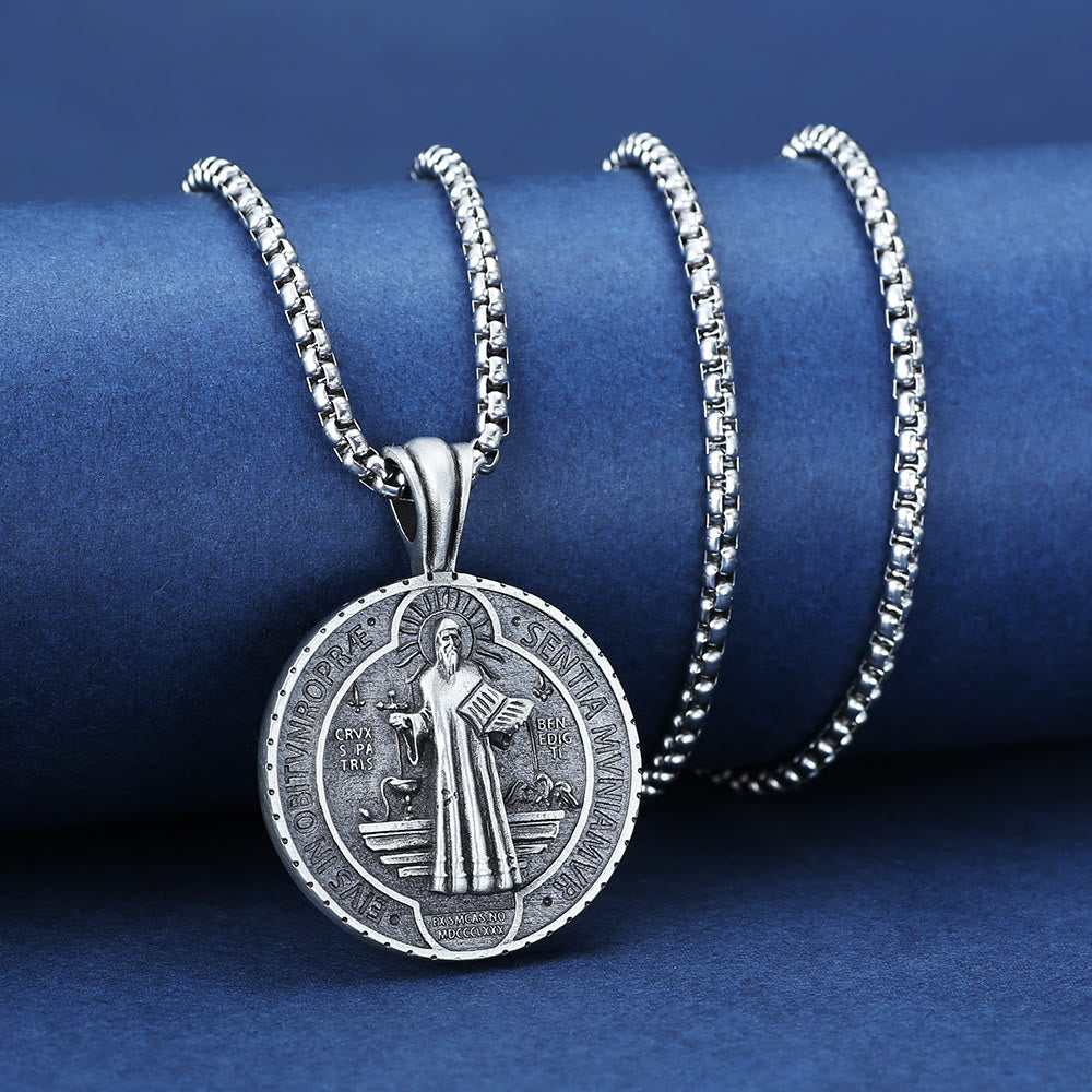 Saint Benedict Vintage Catholic Pendant Necklace