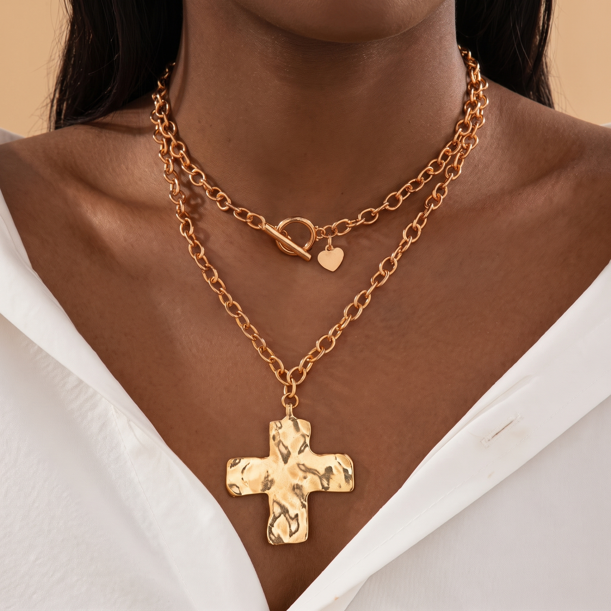 Hammered Cross Series Necklace