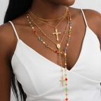 Layered Cross Necklace Set