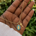 Dual-Faith Our Lady & Cross Necklace