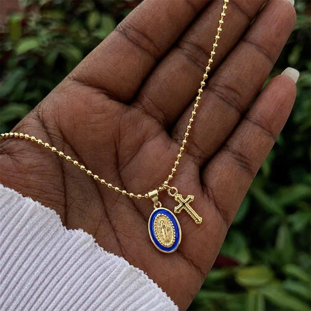 Dual-Faith Our Lady & Cross Necklace