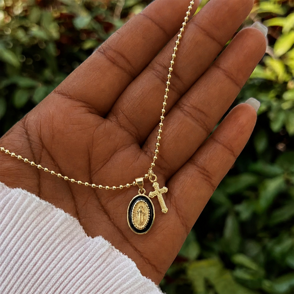 Dual-Faith Our Lady & Cross Necklace
