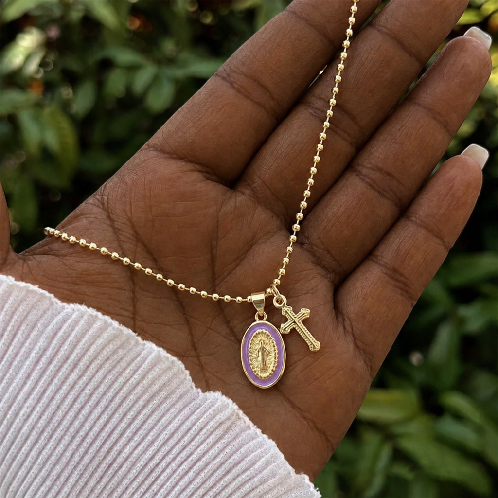 Dual-Faith Our Lady & Cross Necklace