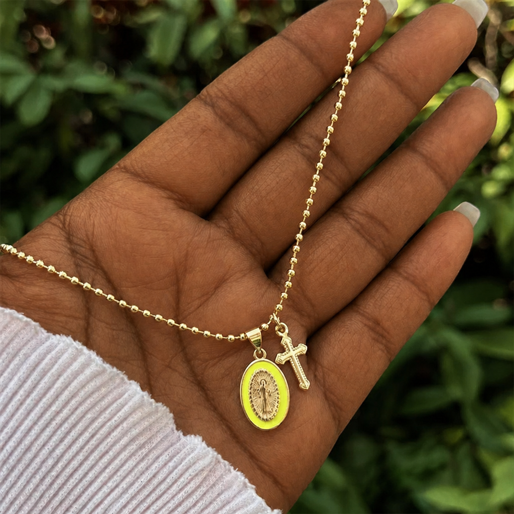 Dual-Faith Our Lady & Cross Necklace