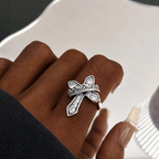 2colors Modern Ring with Cross & Regal Crown