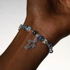 Colorful Glass & Ceramic Bead Bracelets with Cross and Saints Heart