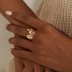 Shimmering Cross Charm Layered Band Ring