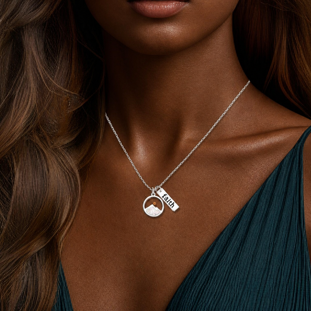 Faith Tag & Mustard Seed Mountain Necklace