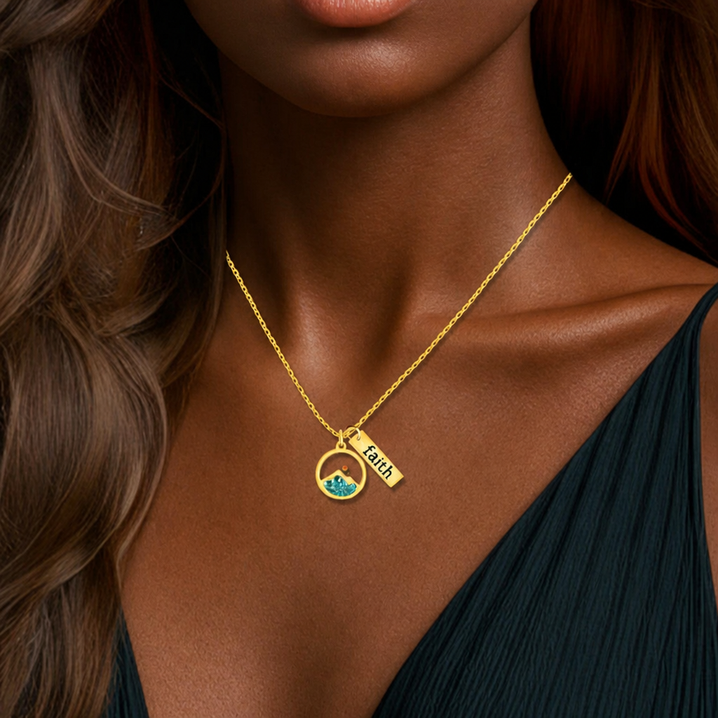 Faith Tag & Mustard Seed Mountain Necklace