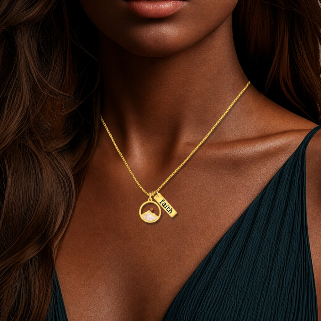 Faith Tag & Mustard Seed Mountain Necklace