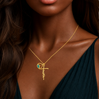 Faith Script Cross Mustard Seed Necklace