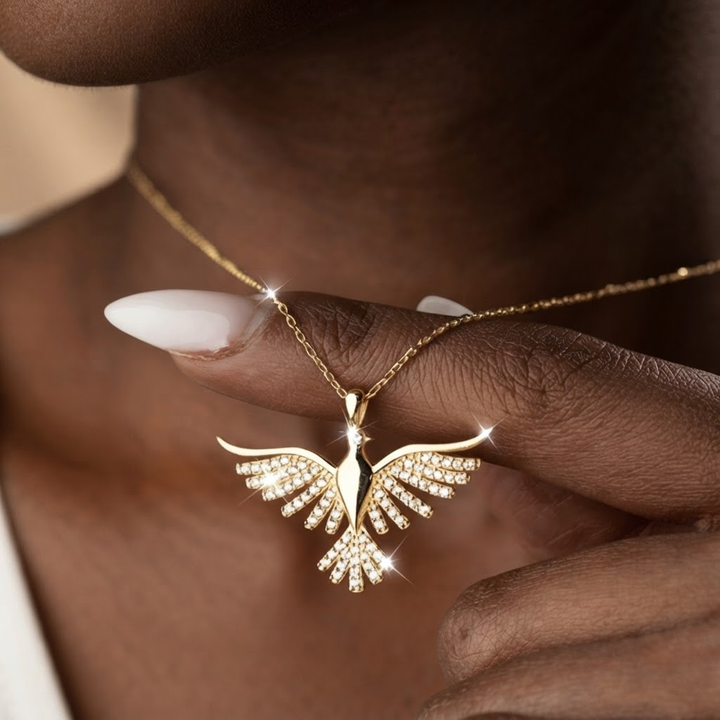 Sparkling Holy Spirit Dove Winged Necklace