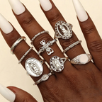 Golden & Silver Marian Cross Ring Set