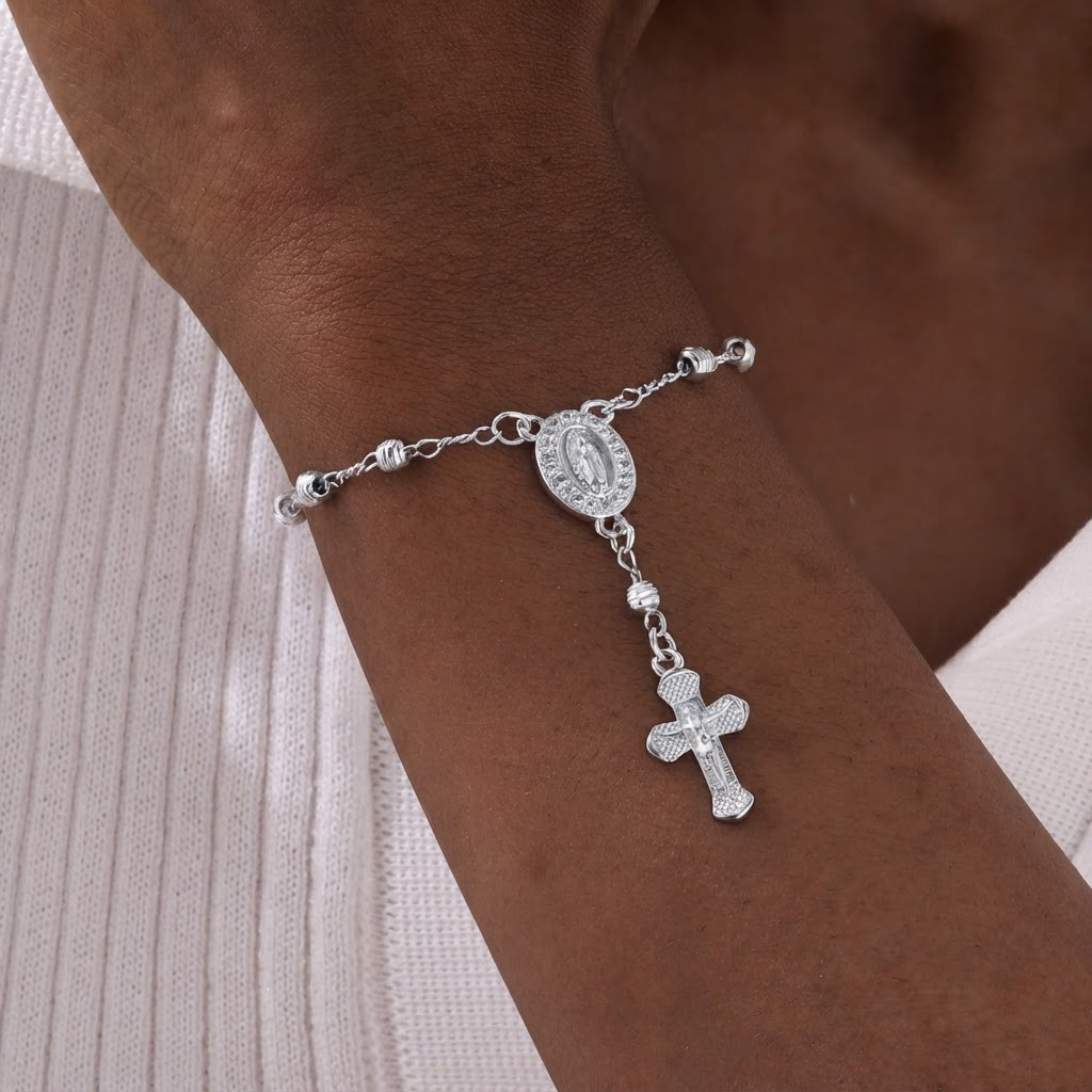 Our Lady & Crucifix Pendant Bracelet