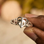 Timeless Heart Cross Adjustable Ring